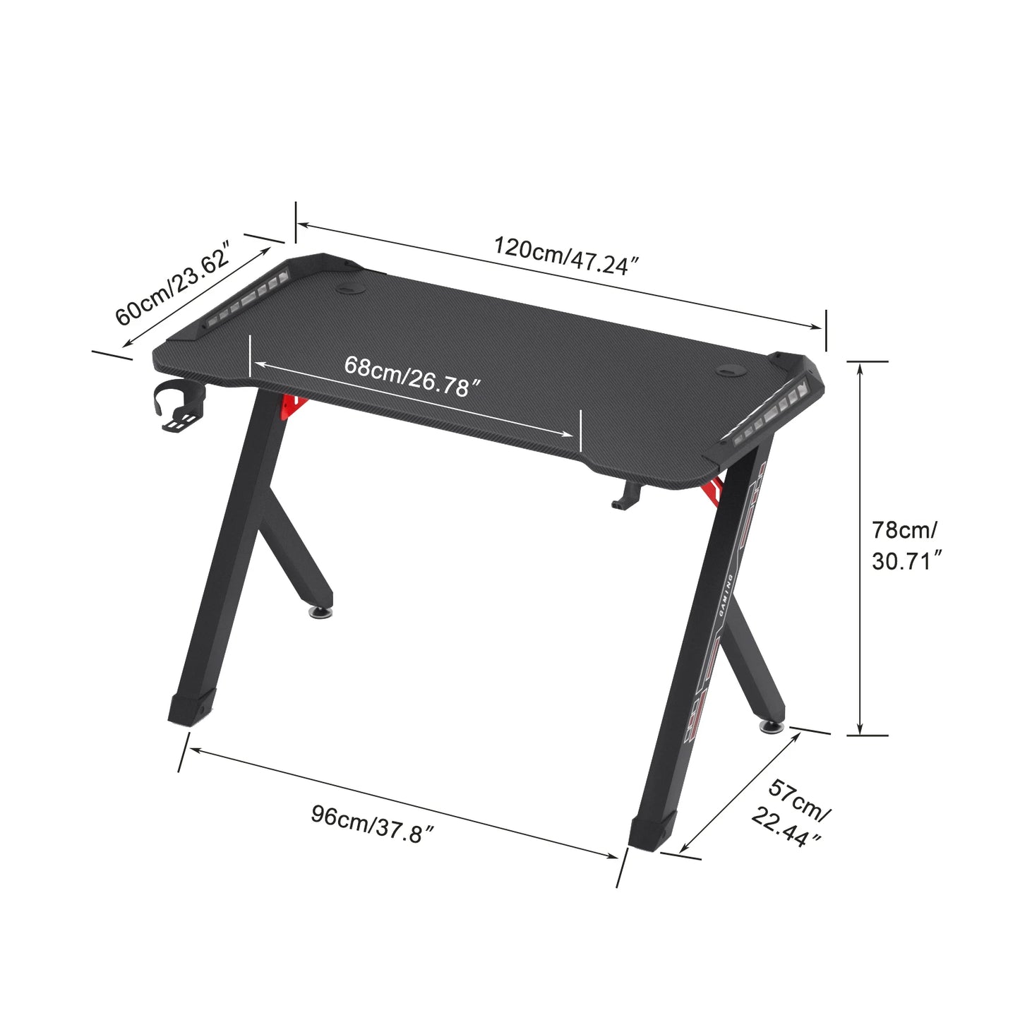 Bureau gaming Led noir