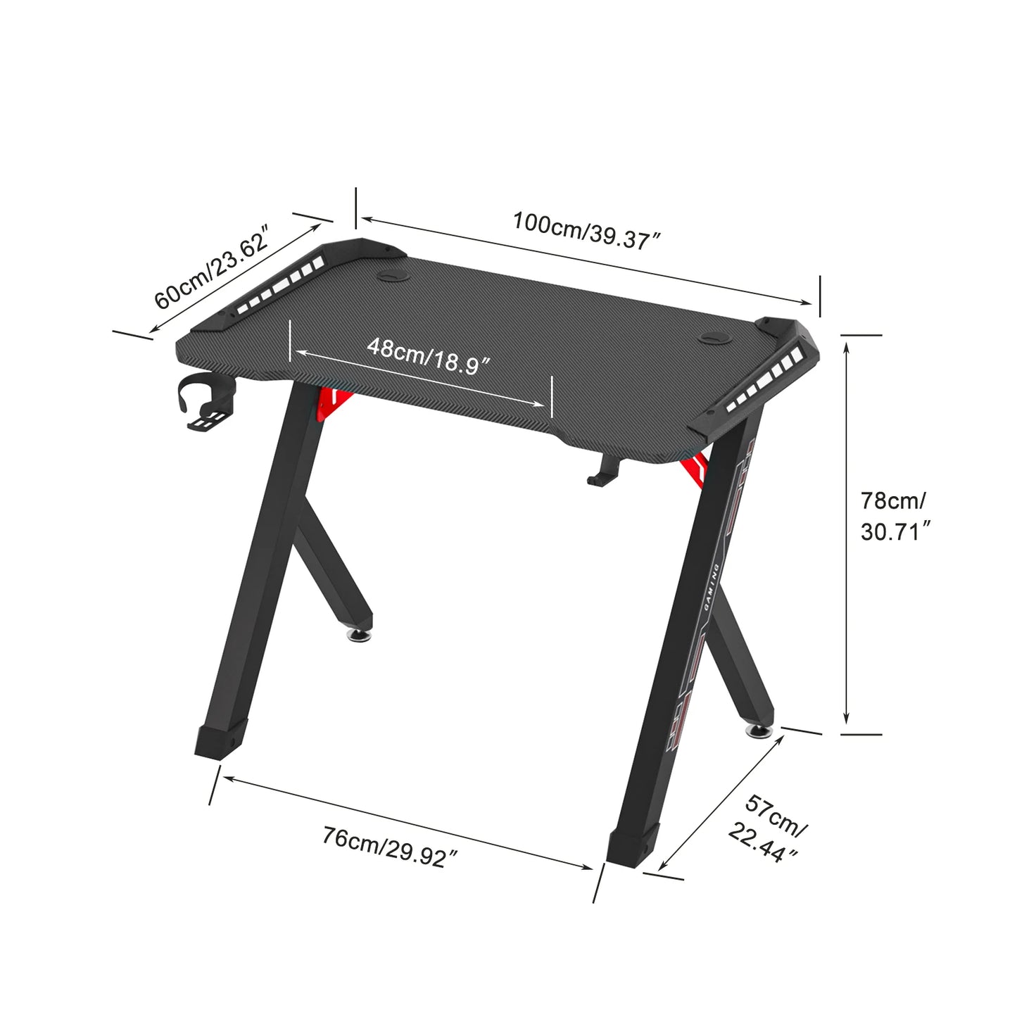 Bureau gaming Led noir