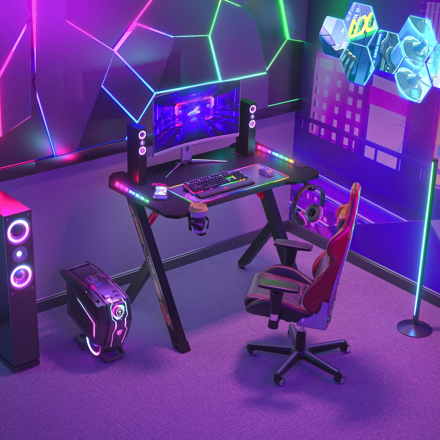 Bureau gaming Led noir