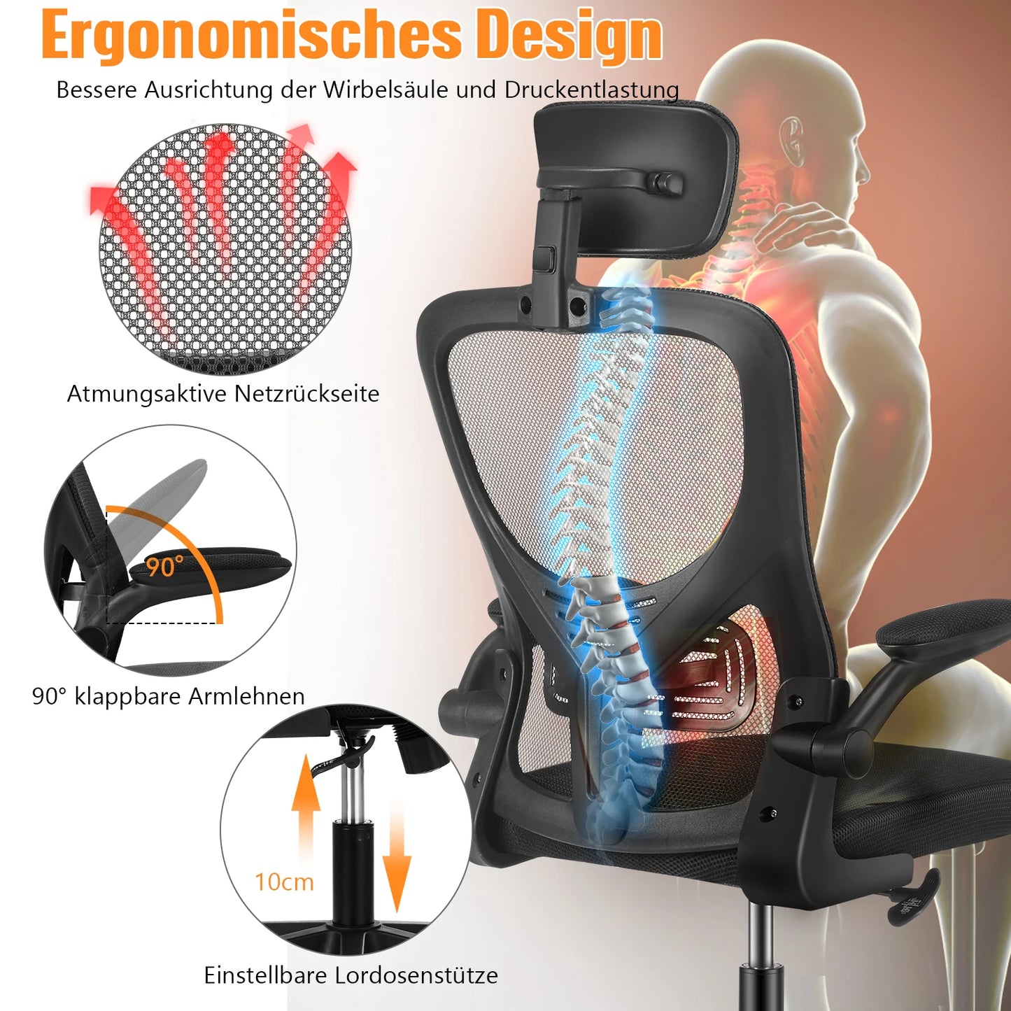 Chaise gaming ergonomique blanche