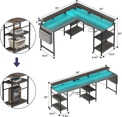 Bureau d'angle gaming led