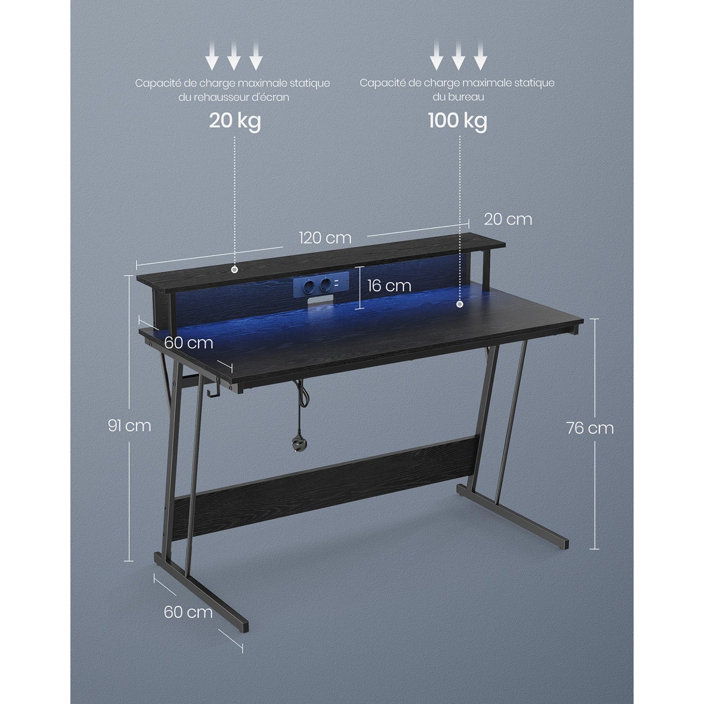 Led gaming desk